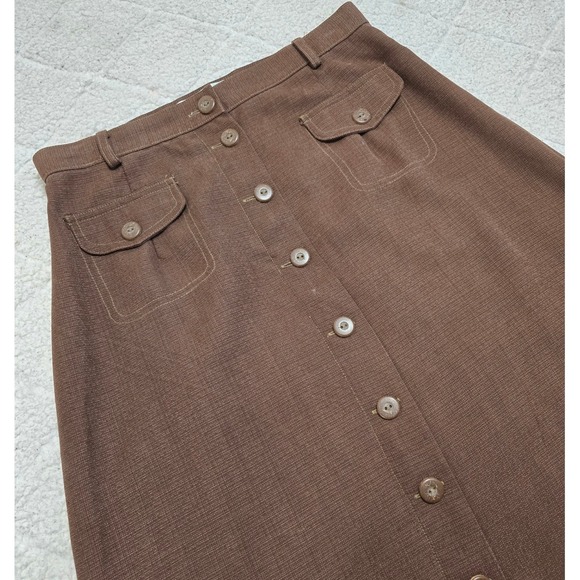 Gianna Italy Brown Maxi Skirt‎ Button Front High Waist A-Line Viscose Vintage - Picture 6 of 13
